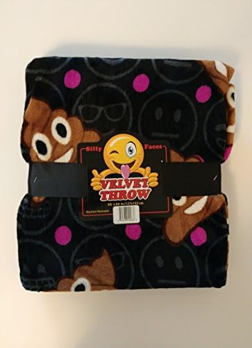 Velvet Fleece Emoji Throw Blanket (Poop w/Background (Black)