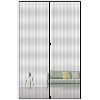 Magzo Magnetic Screen Door 32 X 80 Reinforced Fiberglass Mesh Curtain Patio Door Mesh With Full Frame Hook Loop Fits Door Size Up To 32 X80 Max Grey