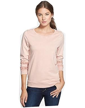 Womens Cotton Long Sleeves Sweatshirt Pink XS