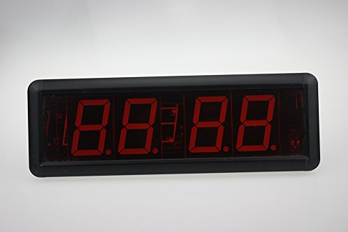 AZOOU 2.3" 4 Digits LED Clock Support Countdown/up Timer in Minutes Seconds IR Remote Control Red Color