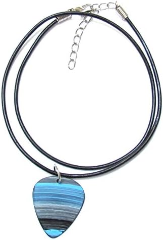 Vinyl Record Guitar Pick Leather Necklace (Baby Blue)