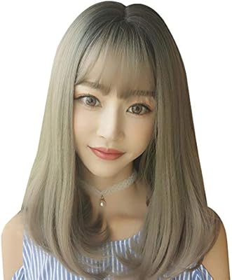 Kx Qin Wig Female Long Buckle Korean Fashion Grandma Gray Air