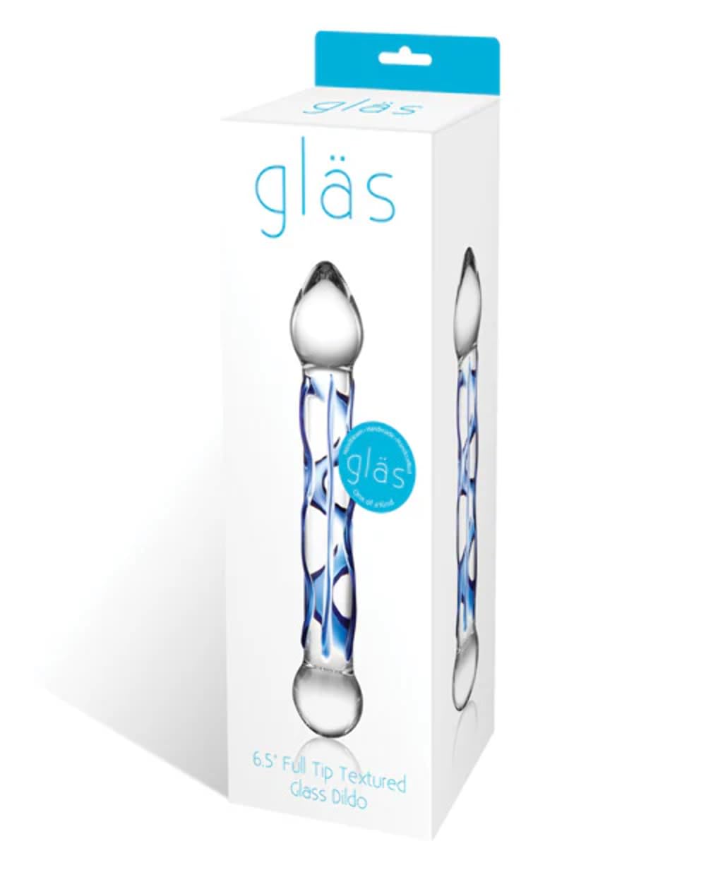 Glas Full Tip Textured Glass Dildo, Blue