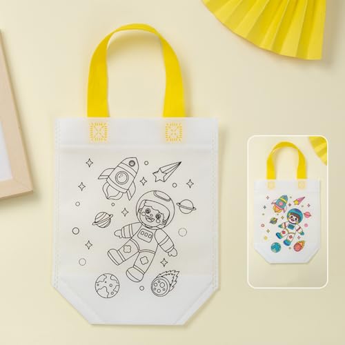 AM ANNA 30 Pieces Cute Coloring Goodie Bags, DIY Graffiti Coloring Bags Color Your Own Art Goodie Bags for Class Exchange Gifts&Carnival Animal Party Favor Supplies,Birthday Reusable Party Favor Bags