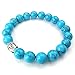 KONOV Natural Energy Stone Beads Gemstone Mens Womens Bracelet, 10mm Buddha Mala, Blue Silver