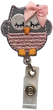 Baby Owl ID Reel Badge Holder (Pink)