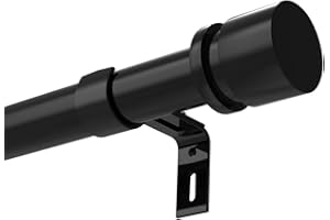 Byondeth Latest Curtain Rods for Windows 28 to 48 Inches Length Adjustable 1 Inch Diameter Window Heavy Duty Curtain Rod with Aluminium Finials Set for Outdoor, Farmhouse, Bedroom, Living Room, Black