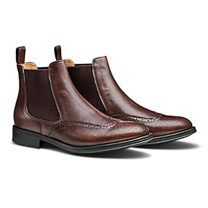 MORAL CODE The Maxwell: Premuim Men's Leather Brogued Wingtip Chelsea Dress Boot