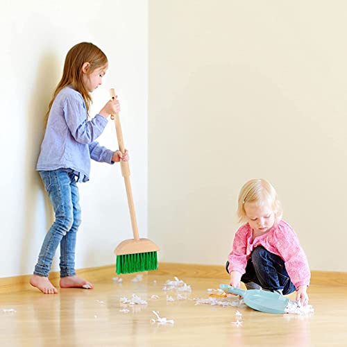 AM ANNA Cleaning Toy Set , 7 Piece Kids Broom Tools-Broom, Mop, Duster, Brush, Dustpan and Hanging Stand Housekeeping Kit, for Toddlers Toddler Kids, Pieces Blue