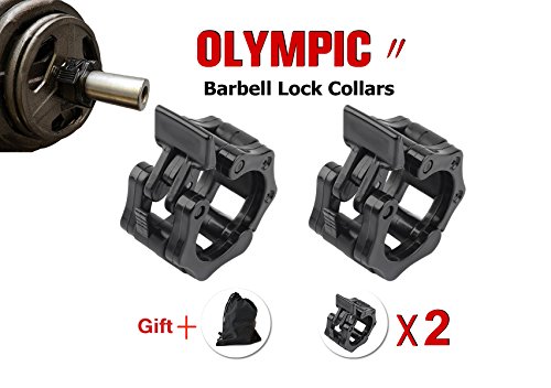 Barbell Collars 2 Inch Standard Olympic Barbell Clamps Scrub Black Barbell Collars Weight Lifting Crossfit Gym Fitness Easy Dumbbell Collars 2 Pacs