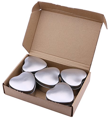 Dedoot 5PCs Heart Shape Mini Metal Tinplate Decorative Gift Box Containers for Jewelry Storage,Treasure Collection,Wedding Candy Treat Gift Wrap Boxes Home Table Decoration (Silver)