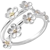 Kokoma Sterling Silver Plum Blossom Wrap Ring for Women Flower Statement Ring Adjustable Open Finger Band Promise Engagement Rings