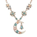 Imixlot Rhinestone Enamel Star Sun Moon Flower Pendant Necklace Dangle Earrings