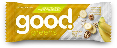 Banana Nut Yogurt Protein Bars, Gluten-Free, Dairy-Free & Vegan (12 Bars) - Great Source of Fruits & Veggies, Plant-Based Proteins, Probiotics & Fiber | Good! Greens