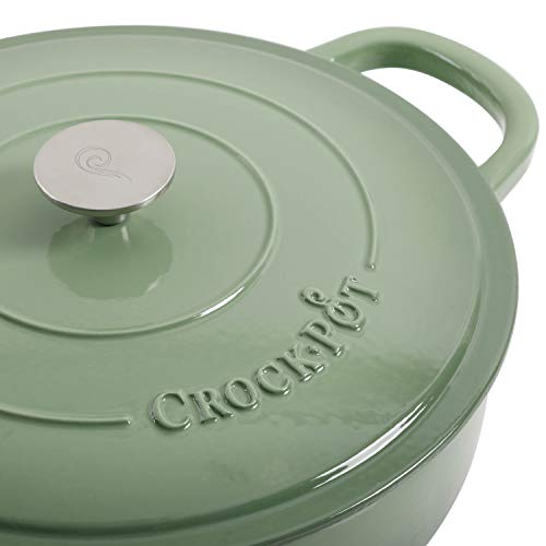 Crock Pot Artisan Enameled Cast Iron Braiser W/Lid, 5Quart, Pistachio