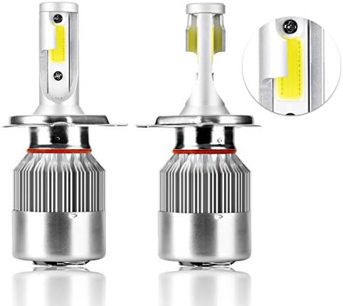 H4 LED Headlight Bulbs Conversion Kit with COB Chips 72W 8000LM 2PCS LED High Low Beam Headlights with White Lamps 6500K 12V - 3 Year Warranty