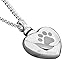 CharmSStory Heart Urn Necklaces Pet Dog Paw Print Cremation Necklace Memorial Pendant Ashes (Dog Paw Print 01)
