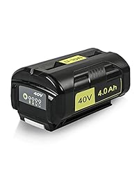 Amityke 40V 4.0Ah Lithium-ion battery Compatible with Ryobi OP4026A OP4050 High Capacity battery with Onboard Fuel Gauge (Black)