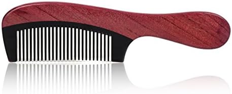Static Handmade Premium Quality Natural Black Ox Horn &amp; Purple Heart Wood Comb with Natural Wood Aromatic Smell