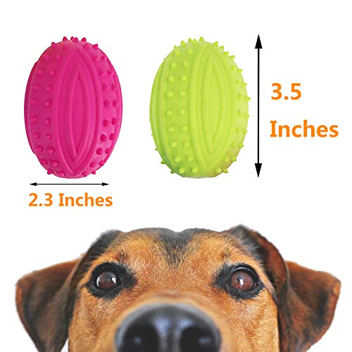 TOCESS Dog Squeak Ball Toy, Light Football Chew Squeak Toy for Dogs, Tough and Durable Pet Dog Spike Ball Toys for Chasing and Training, Natural Rubber Squeaky Toys, Dog Chew Teeth Cleaning (3 Packs) - Thumbnail 3