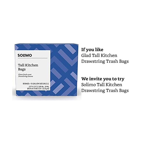 Amazon Brand Solimo Tall Kitchen Drawstring Trash Bags, Clean Fresh