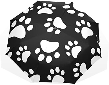 THUNANA footprint pattern 3 Folds Windproof Anti-UV Umbrella，Repel Windproof Travel Umbrella with Teflon Coating
