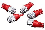 Zone Tech 5x 194 168 2825 T10 5-SMD RED LED Car Lights Bulb Super Bright