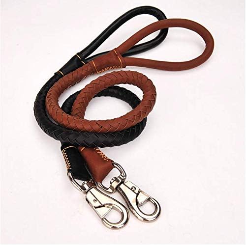 JIUI Dog Leash 1m leather comfort handle Durable Wear-resistant Anti-winding Suitable for medium and large dogs Length 100cm* width 2.5cm brown - Image 3
