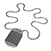 INBLUE Men's Alloy Genuine Leather Pendant Necklace Silver Tone Black Dog Tag 25 Inch Chain