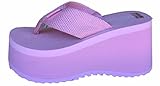 LA Beauty Women Wedge Webbing Platform Thong Flip Flop Sandal Shoe T Strap Pink