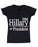 Shop4Ever Hillary For President 2016 Women's V-Neck T-shirt Political Shirts Medium Black 0