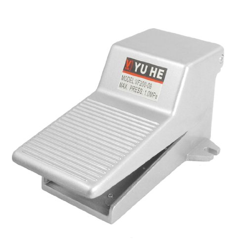 uxcell Gray Metal 2 Position 3 Way Momentary Foot Pedal Operated Valve