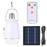 KORJO LED Solar Bulb E27 12-LED Dimmable Solar Powered Emergency Light with Remote Control for Home, Garden, Hiking, Camping, Tent and Mountaineering