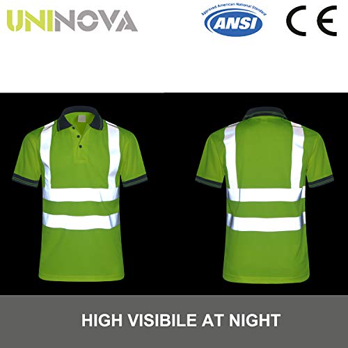 Uninova Safety Shirt High Visibility - Reflective Polo Shirt Short Sleeve for Men and Women - ANSI/ISEA Standards (Extra Large, Short Sleeve) - Thumbnail 4