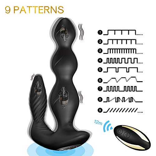 B&G Anal Vibrator Prostate Massager with Three Motors & 24 Vibrations, Butt Plug G spot Vibrator, Anal Sex Toys for Men Women Couples, Remote Control Rechargeable