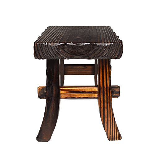 Geboor Wood Foot Stool Waterproof Anti Corrupt Carbonized Material Free Assembly Dark Brown