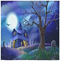 Happy Halloween Haunted House Custom Beach Hotel Travel Washcloth Hand Towel Warmer Soft and Comfortable 80% Polyester 20% Cotton, (13" x 13")