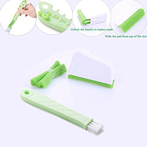 Window Track Groove Gap Computer Cleaning Brushes, Eunion Green Set Fish Shape Door Kitchen Corner Cleaning Tools
