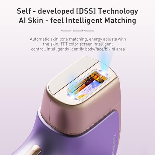 KinseiBeauty T36 Laser Hair Removal with Ice Cooling Painless Hair Removal for Women,10 Energy Levels and 999,999 Flashes, Hair Removal Device for Whole Body with 1*Bikini+1*Face+1*HR Lamp, Purple