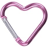 Pink Carabiner Clip, Heart Shaped Climbing Buckle, Aluminum Alloy Heavy Duty Keyring Hook for Camping Fishing Hiking Traveling Aluminum Key Chain Clip Accessories
