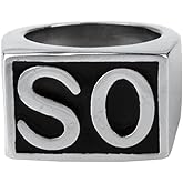 OAKKY Jewelry Men's Stainless Steel Biker Rings,SO, Vintage,Gold and Black