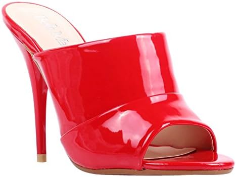 weyoh Sexy Slip On Only Open Peep Toe Mules Stiletto High Heel Womens Cushioned Footbed Sandals Shoes