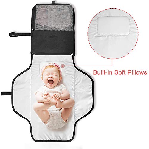 Lekebaby Portable Diaper Changing Pad Builtin Head Cushion Waterproof