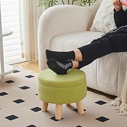 Wimarsbon Storage Ottoman, Modern Round Footrest