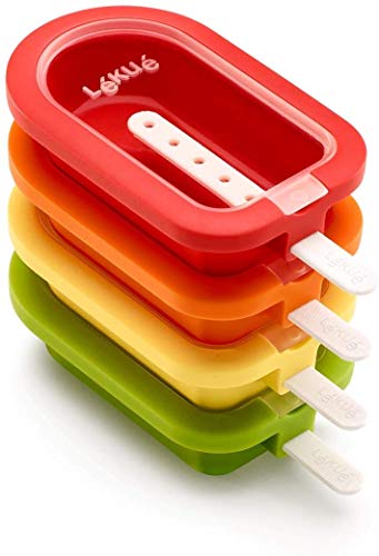 Lékué Pack 4 moldes helado apilables Classic, Silicona Multicolor