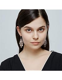 Kemstone - Pendientes colgantes de satén chapados en oro rosa para mujer