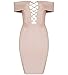 Sunlen Women's Red Off Shoulder Bandage Lace Up Dress For Party SL14228