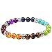 Areke Mens Womens Unisex 7 Chakra Stone Bracelets Crystal Reiki Healing Balancing Round Energy Beads Color Brown