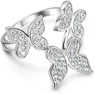 Sterling Silver CZ Butterfly Statement Ring