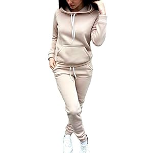 Starstreetcom Women Hooded Tracksuit Drawstring Hoodies Sweatshirt + Sweatpants Sport Jogging Suit Sport Gym Workout Outfits